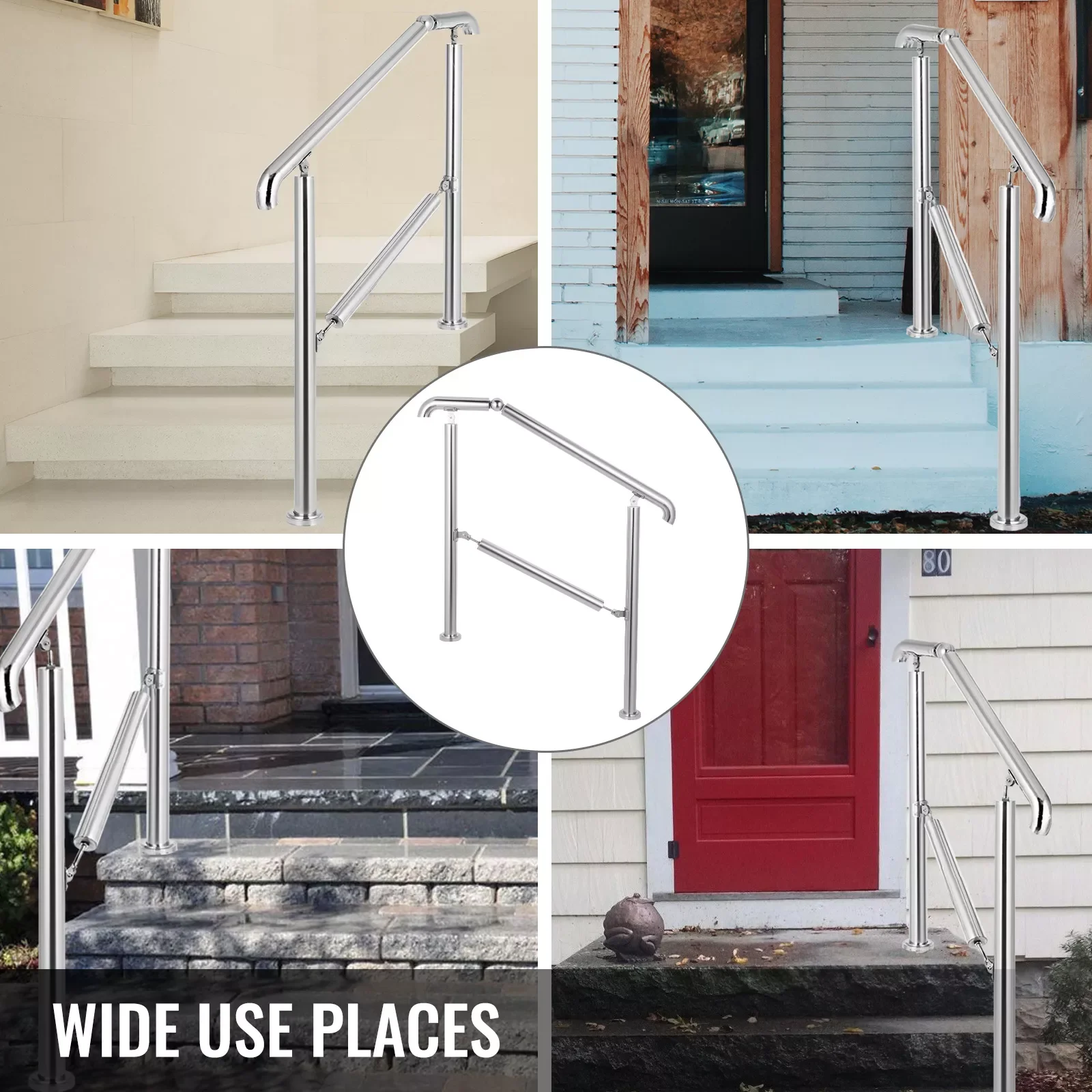 

3-5 ступенчатых перил из нержавеющей стали, переходные перила подходят для ровной поверхности, регулируемые лестничные перила безопасно вве...