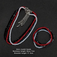simple fashion women necklace bracelet set high quality crystal beads strand shinny necklace bracelet lots colors gifts jewelry