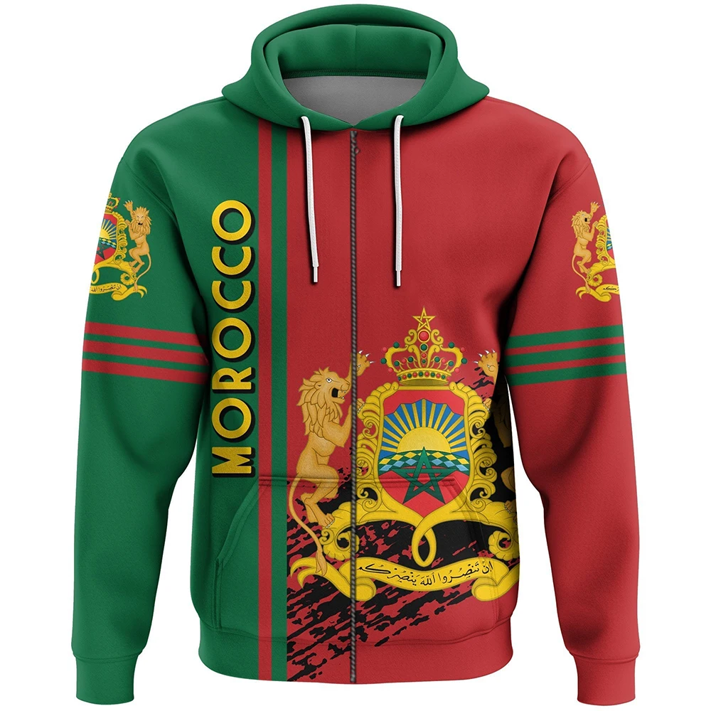 

Morocco Lion Map Flag Tattoo Tattoo 3D Print Zipper Hoodie Man Thick Cotton Pullover Sweatshirt Hooded Jacket Jersey Tracksuits