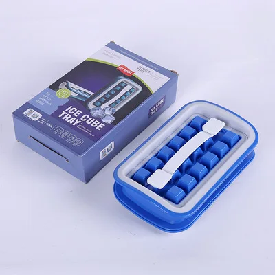 

Ice Tray Molds Curling Bar Maker Bag Silica Gel Blue Drink Iced Folding Water Bottle 32 Cells Ice Cube Mold Beverage Can Mold