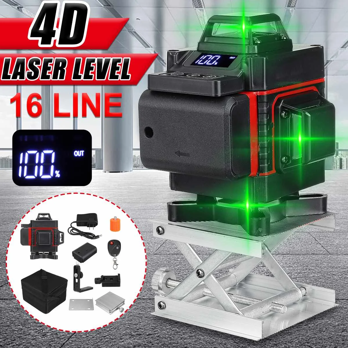 16 Lines 4D Green Laser Level Auto Self-Leveling 360 Horizontal And Vertical Cross Lines Super Powerful Green Laser Beam Line