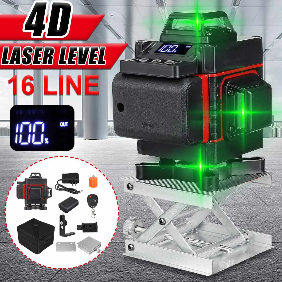 

16 Lines 4D Green Laser Level Auto Self-Leveling 360 Horizontal And Vertical Cross Lines Super Powerful Green Laser Beam Line