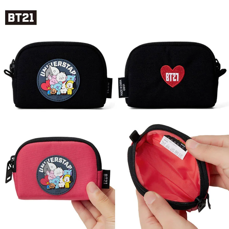 

Оригинальный портативный мини-кошелек Bt21 серии сердец, сумка для карт Bts, сумка для карт из аниме, кошелек на молнии, милая сумочка для хранен...