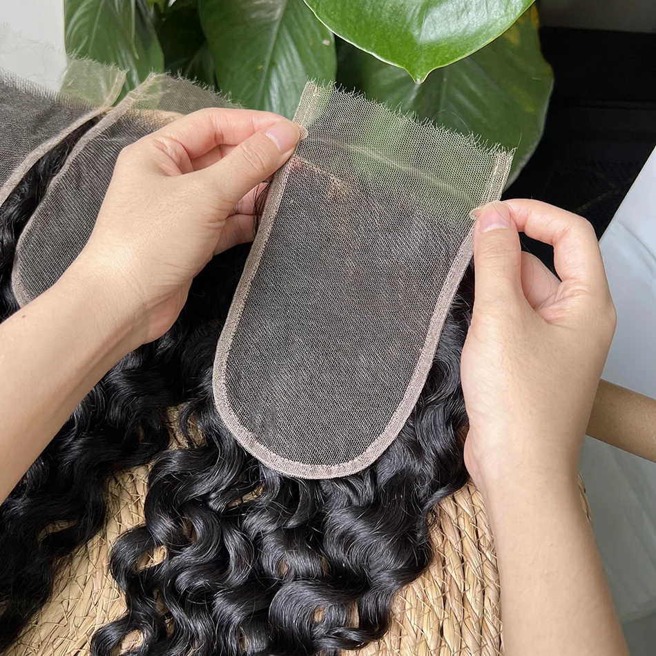 Фото Натуральные волосы Wate Wave 4x6 HD Invisible Lace Closure, предварительно обработанные, с осветленными узлами, на кружевной основе, натуральный черный цвет, 100% натуральные необработанные человеческие волосы. №2