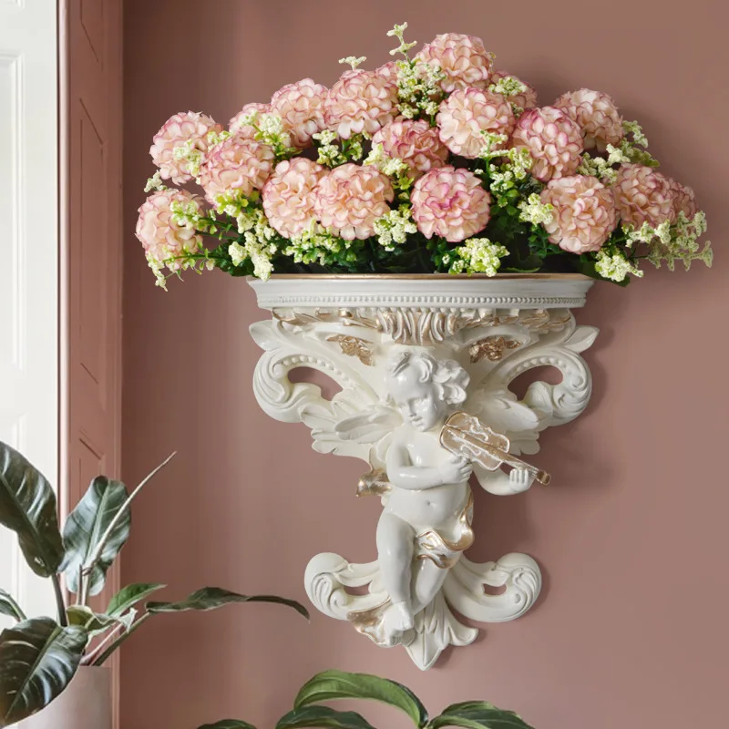 

European Creative Angel Flower Vase Nordic Wall Background Resin Wall Decoration Living Room Hallway 3D Hanging Plant Holder Pot