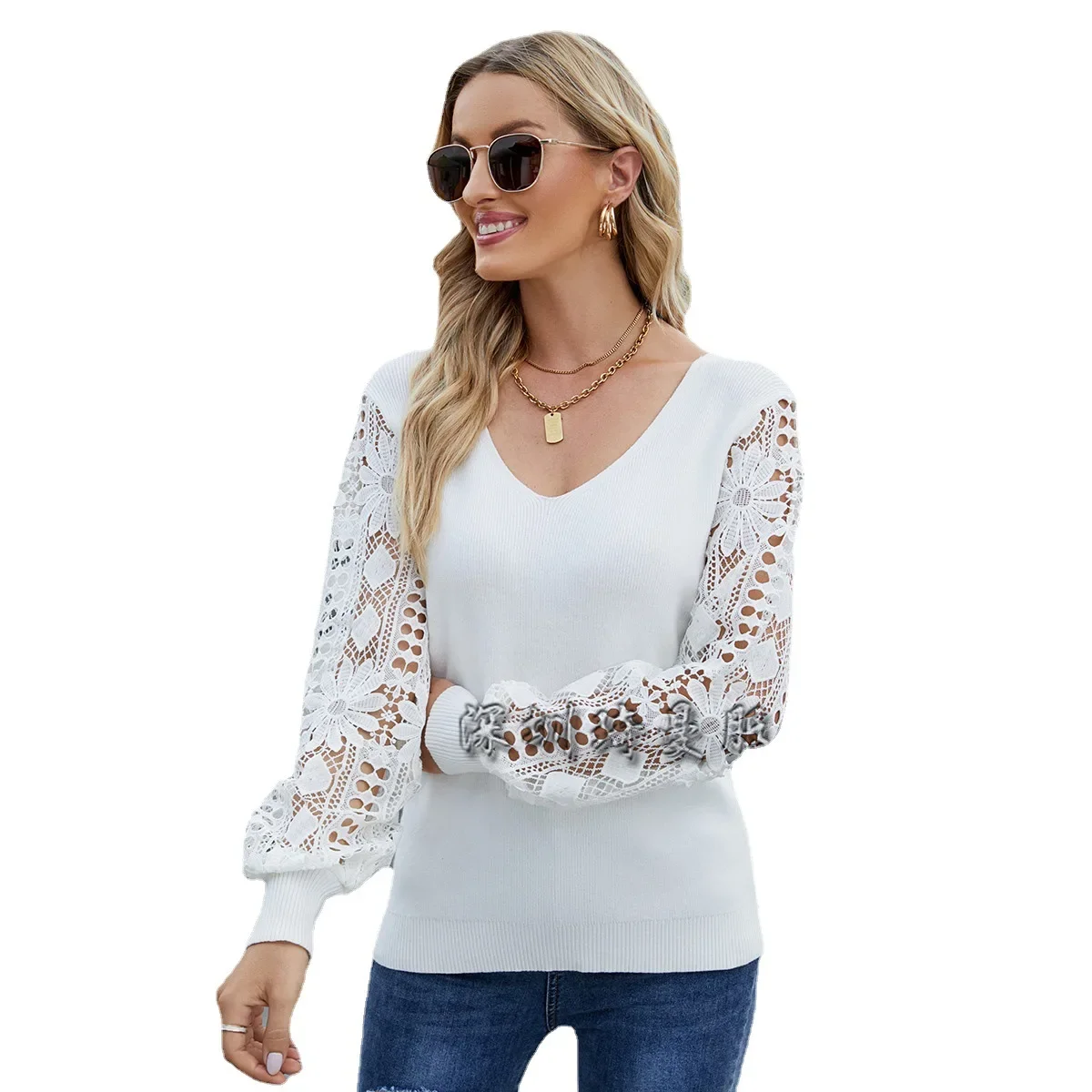 Вязаный топ Amazon 2022 женский свитер трансграничная женская одежда осенне-зимний