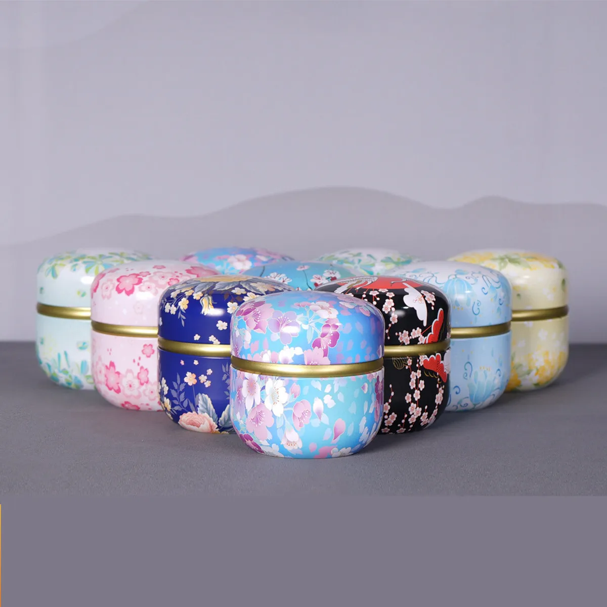 

Mini Small Sealed Tea Can Travel Universal Floral Tea Tea Packaging Box Tea Moisture-proof Jar Seasoning Box Metal 1 Piece