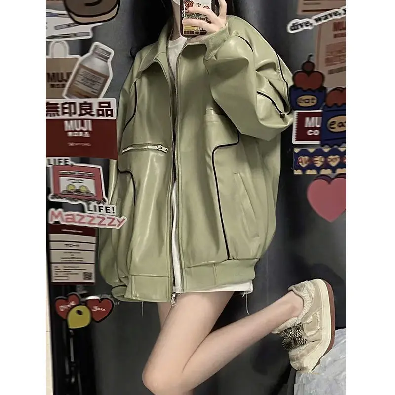 Women's Leather Jacket PU Leather Jacket Women Korean Coats Jackets Leather Jacket for Women Winter Jacket Women Trench Coats