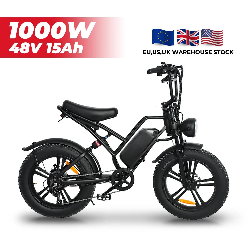 

EU/CA Stock 20-inch Fat Tire Snow Bike Ebike1000w Motor 48V15AH Lithium Battery Aluminum Alloy Mountain Off-road Electric Bike