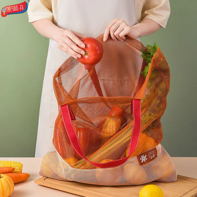 

Portable Reusable Mesh Bag Grocery Bags Fruit Vegetable Bag Organizer Handbag Net Tote Handbag Shopping Swimming Beach Bag