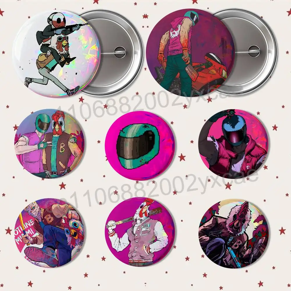 Фото Эксклюзивные значки-броши Fan-exclusive Alex Jacket Hotline Miami Round: изысканные креативные пины для одежды, головных уборов, рюкзаков, подарочные аксессуары №1
