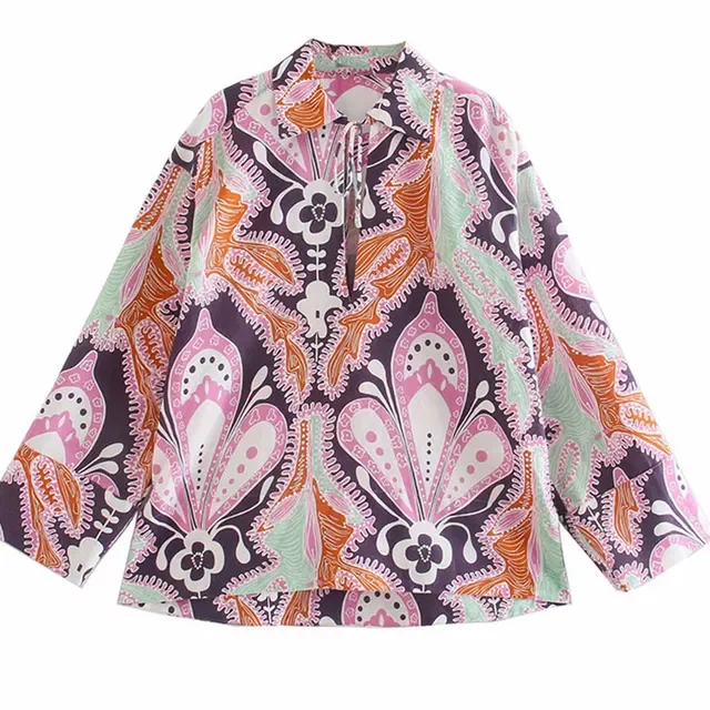 

Summer Casual Vintage Totem Print Women Long Trousers Side Zipper High Waist Straight Pants Female Bottoms