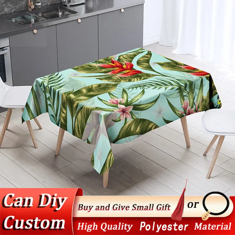 

Leaves Print Tablecloth Tropical Plant Kitchen Waterproof Dinning Desk Cover Picnic Party Rectangle Table Cloth Home Decoration