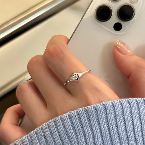 Регулируемое кольцо из серебра 925 с восьмиугольной звездой