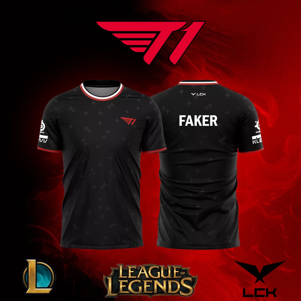 Фото T1 Esports Club 2025 Униформа League Of Legends Тренировочный трикотаж для игроков SKT T1 Faker Fans Спортивные футболки на заказ Подарки для мальчиков Топы №1