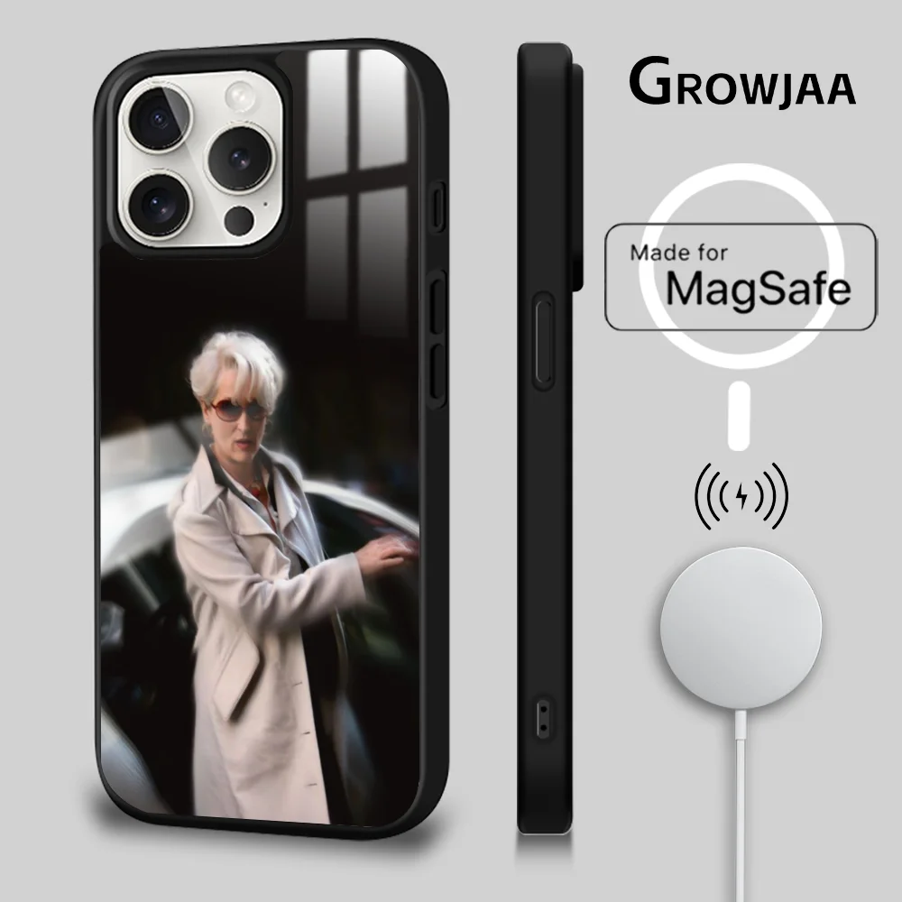 M-erY-l S-strE-Eep Famous Actor Phone Case For iPhone 16 15 14 13 12 11 Pro Max Plus Mini Magsafe Mirror Wireless Magnetic Cover