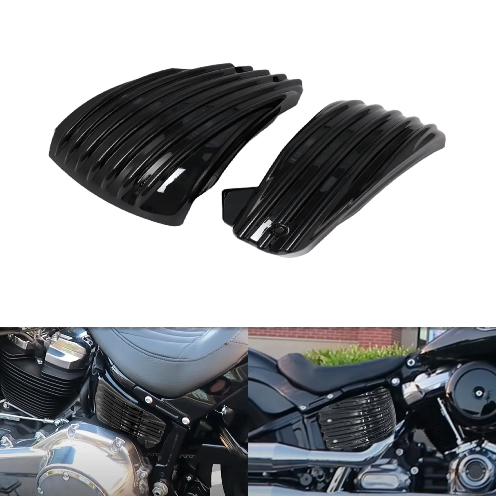 

2xMotorcycle ABS Stripe Battery Side Covers Fairing For Harley Softail Fat Boy Breakout Street Bob FXDR FXSB FLSTF 2018-2022