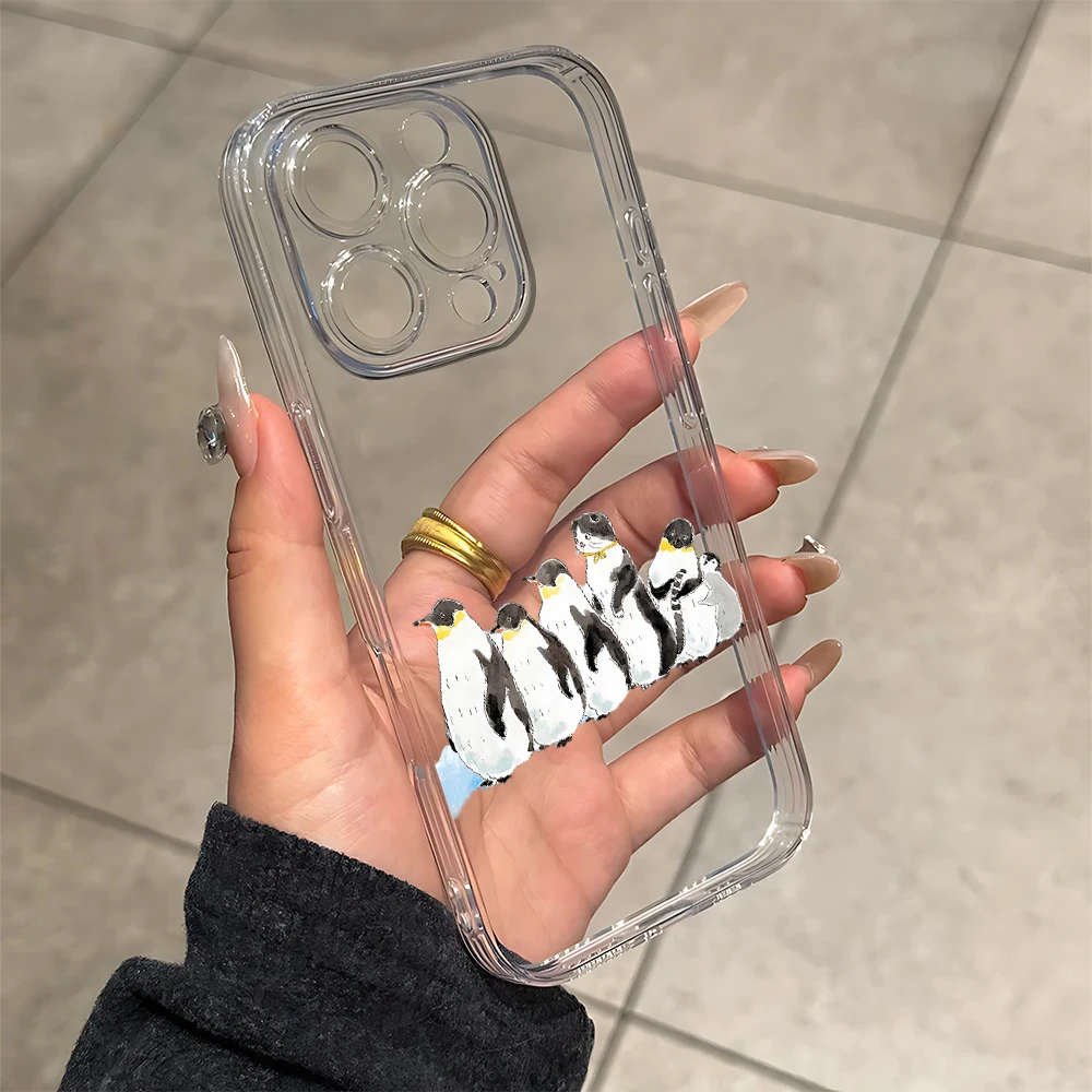 Фото Силиконовый чехол с акварельным пингвином для iPhone 17 16 15 14 13 12 11 Pro Xs Max Air Mini 7 8 6 6s Plus SE 2020 2022 Cover №2