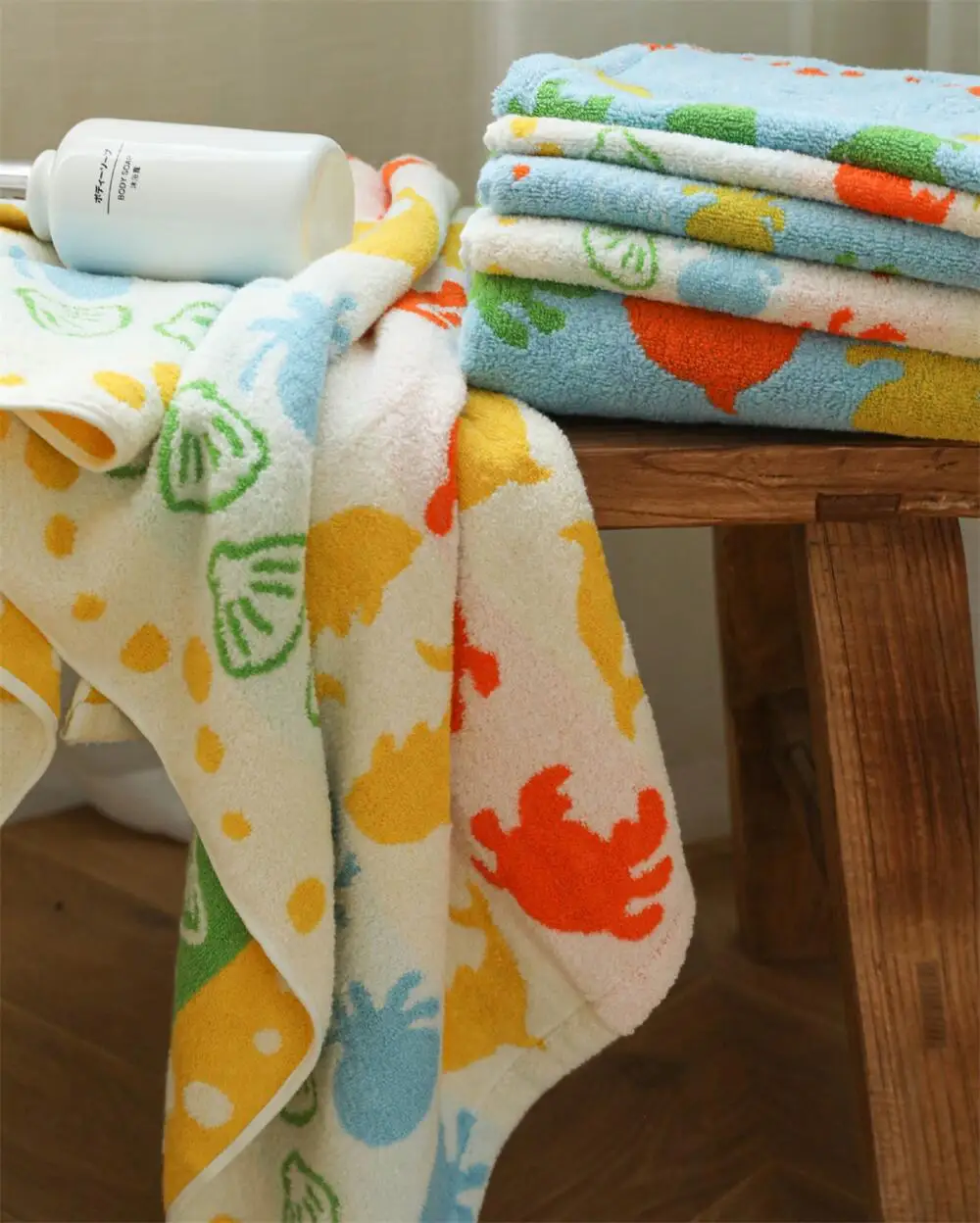 

Cute Sea Animal Patter Pure Cotton Towel Thick Soft Face Kids Towel Skin-friendly Wash Towel Super Absorbent Bath Room Towels