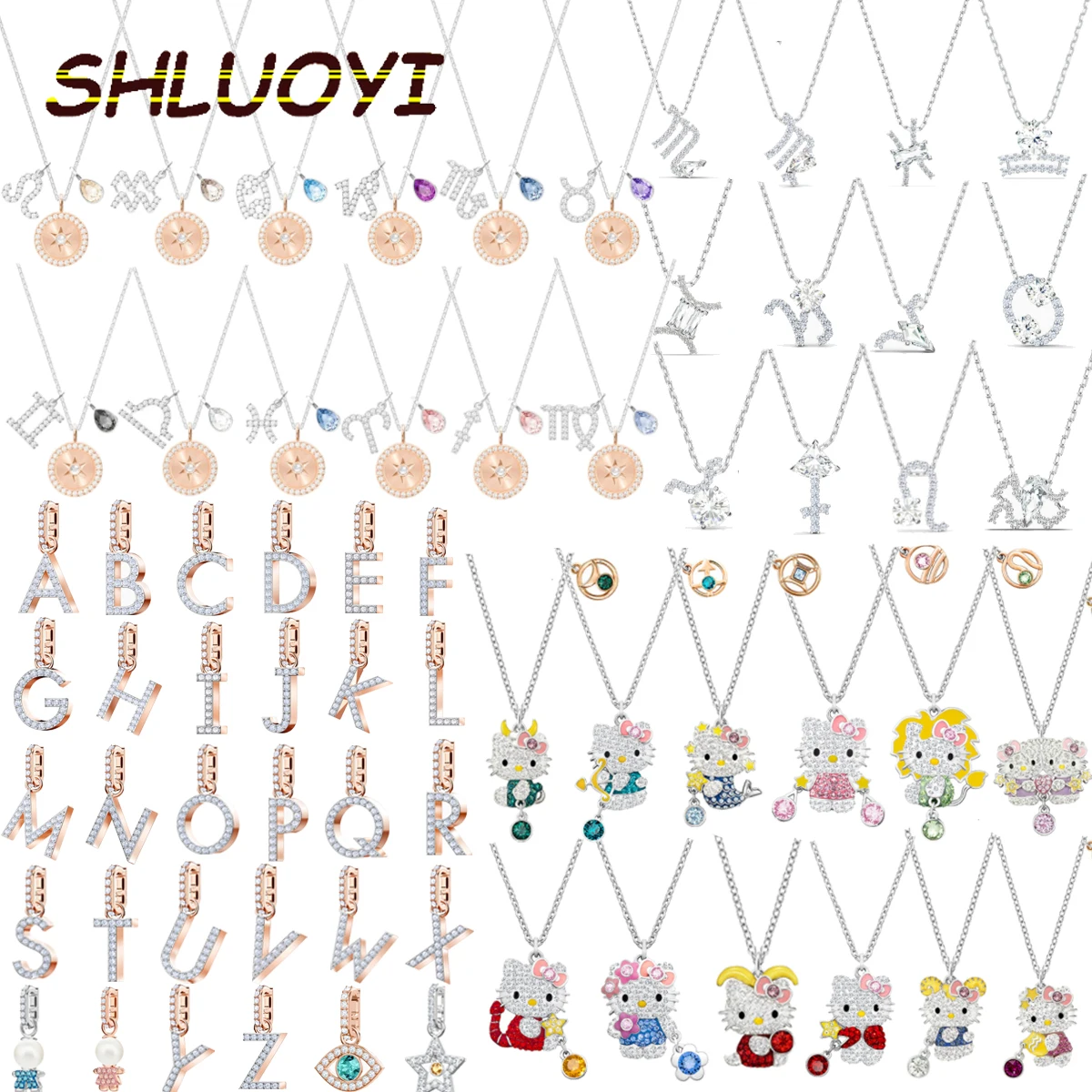 

Original 2023SWA High Quality Cute Cat 12 Constellation Hello Pendant Necklace Simple Clavicle Chain Fashion Jewelry Romantic Gi
