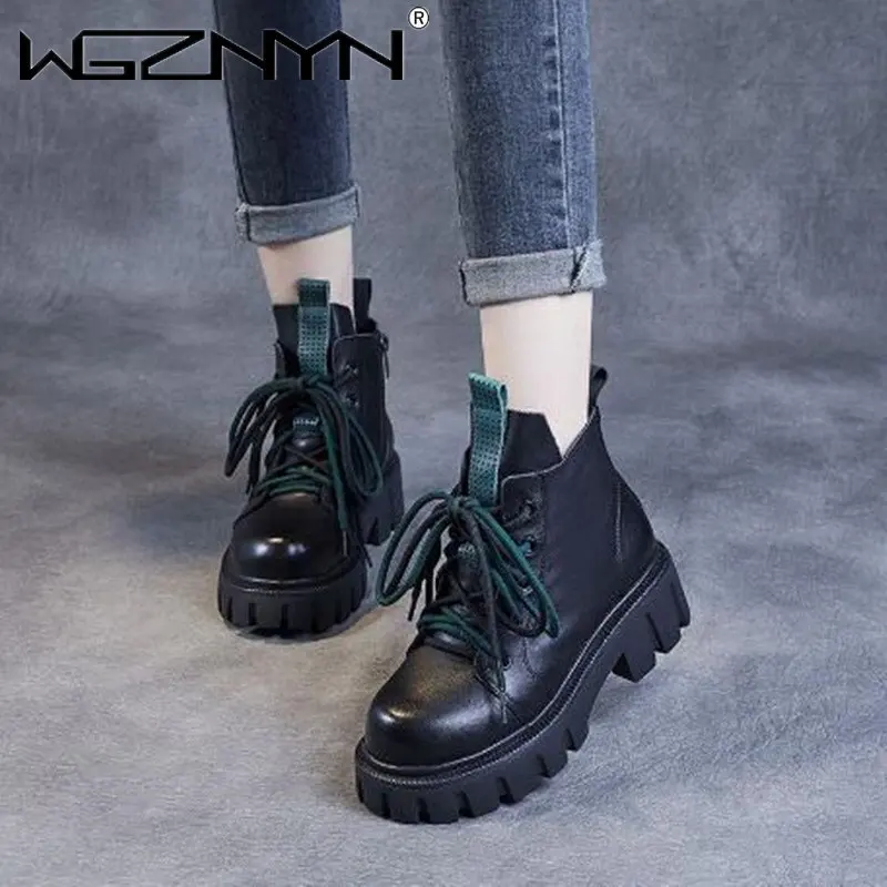 

Женские ботильоны 2023, новые модные женские Ботинки на каблуке 5 см, со шнуровкой, Женская Ретро обувь ручной работы из натуральной искусственной кожи