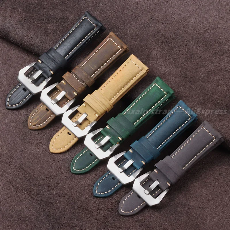 Винтажный ремешок для часов из воловьей кожи Panerai Seiko Omega матовый кожаный браслет