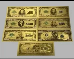 

Пластиковые золотые банкноты США, набор из 7 штук