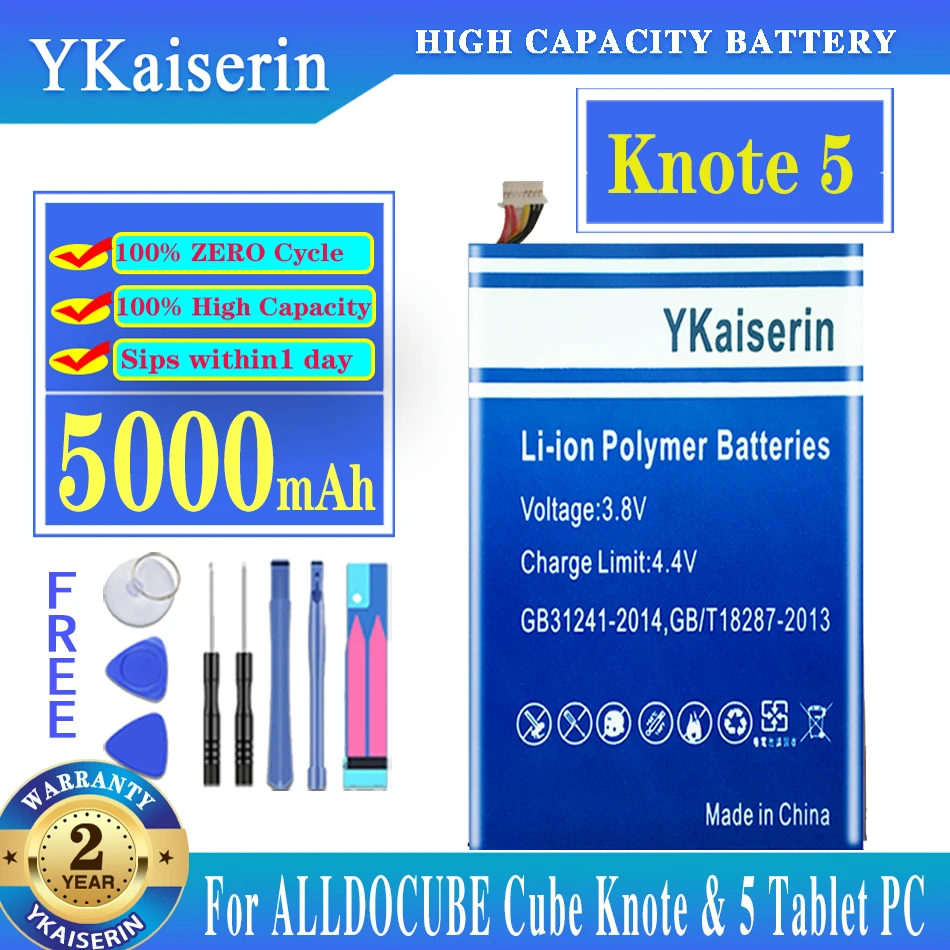 

YKaiserin High Capacity Battery Knote 5 Knote5 5000mAh for ALLDOCUBE Cube Knote & 5 Tablet PC Bateria + Free Tools