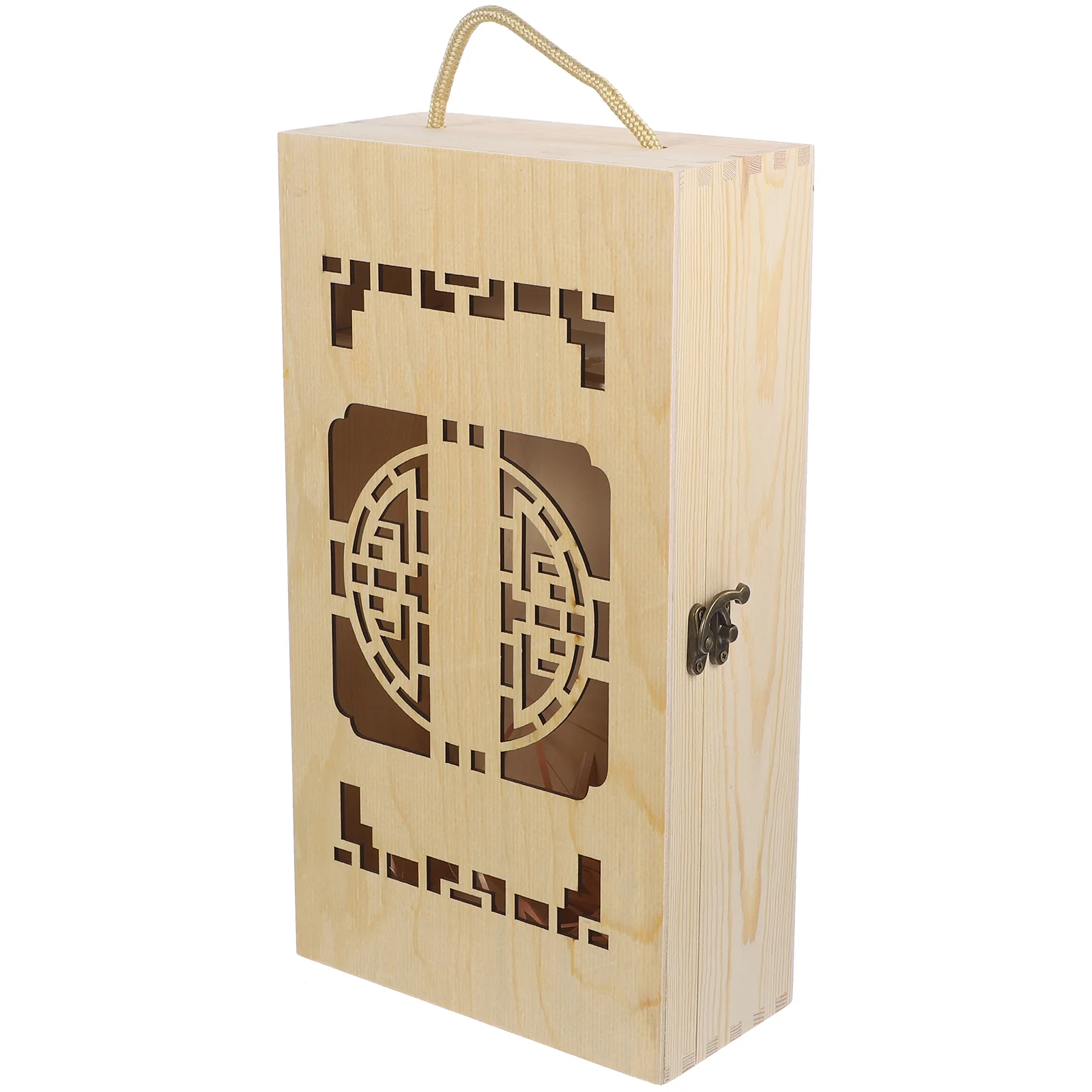 

Box Bottle Gift Wooden Case Champagne Container Storage Boxes Anniversary Gifts Wedding Double Tasting Personalized Tote Handle