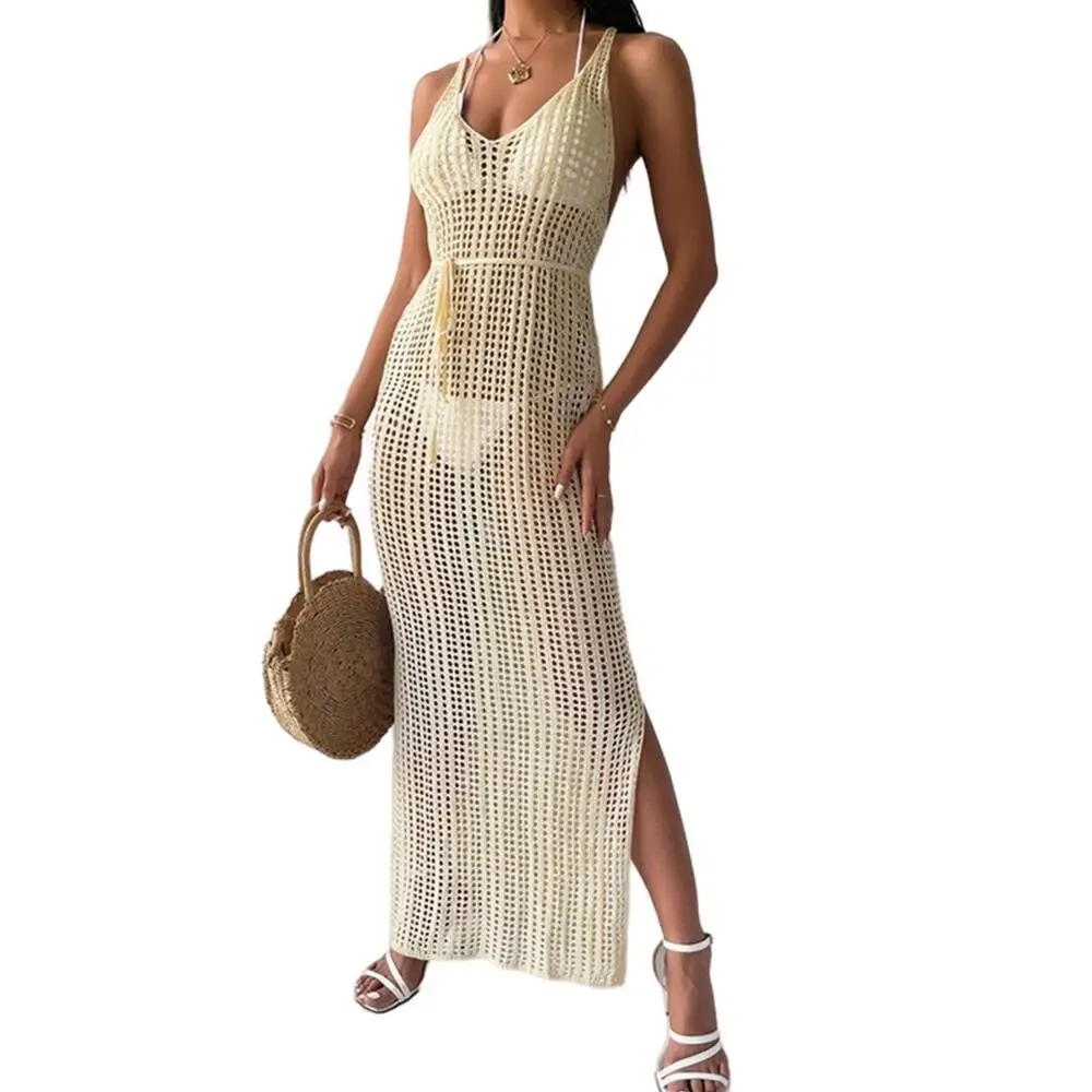 Новинка пикантная вязаная крючком туника с бахромой и кисточками Пляжная