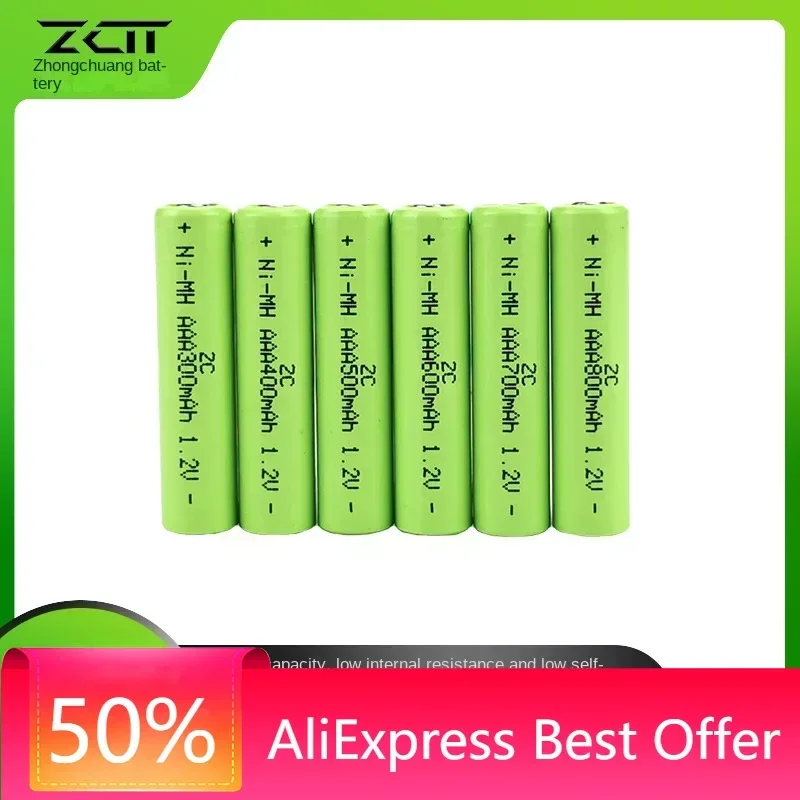 

High Capacity Rechargeable Batteries AAA800mAh, 1.2V Flat Top 7th Battery Pack for Shaver