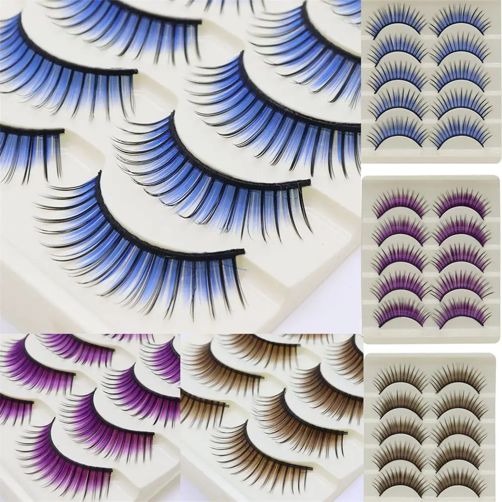 False Eyelashes Stage Exaggerated Natural Art Blue False Eyelashes Cross Thick Bushy False Eyelashes Cosplay Makeup Tools