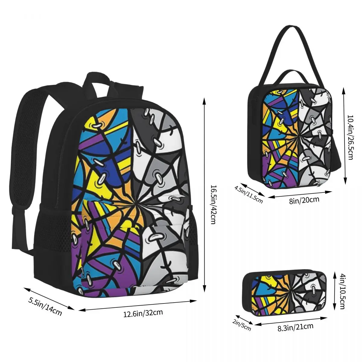 

BFF Patchwork Backpacks Boys Girls Bookbag Children School Bags Cartoon Kids Rucksack Lunch Bag Pen Bag Three-Piece Set