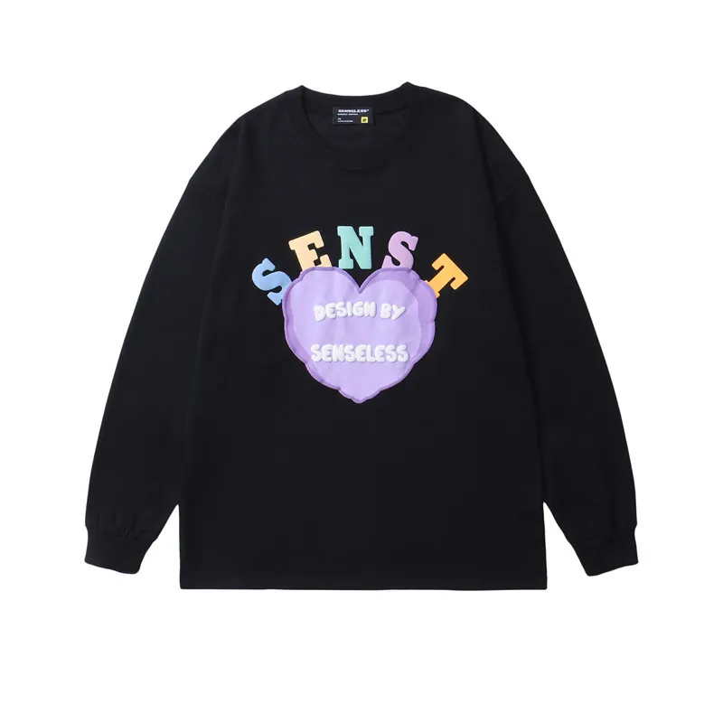 

Hip Hop Men Streetwear T Shirts Fun Love Print Long Sleeve Tshirt 2022 Autumn Harajuku Cotton Casual Tops Tees Couple Sweatshirt