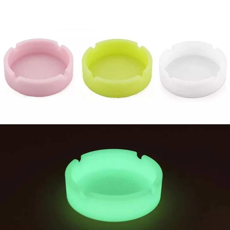 

Creative Round Luminous Luminous Silicone Soft Ashtray Smoking Cigarette Cigar Weed Accessories Home Desk Accessories Ashtray