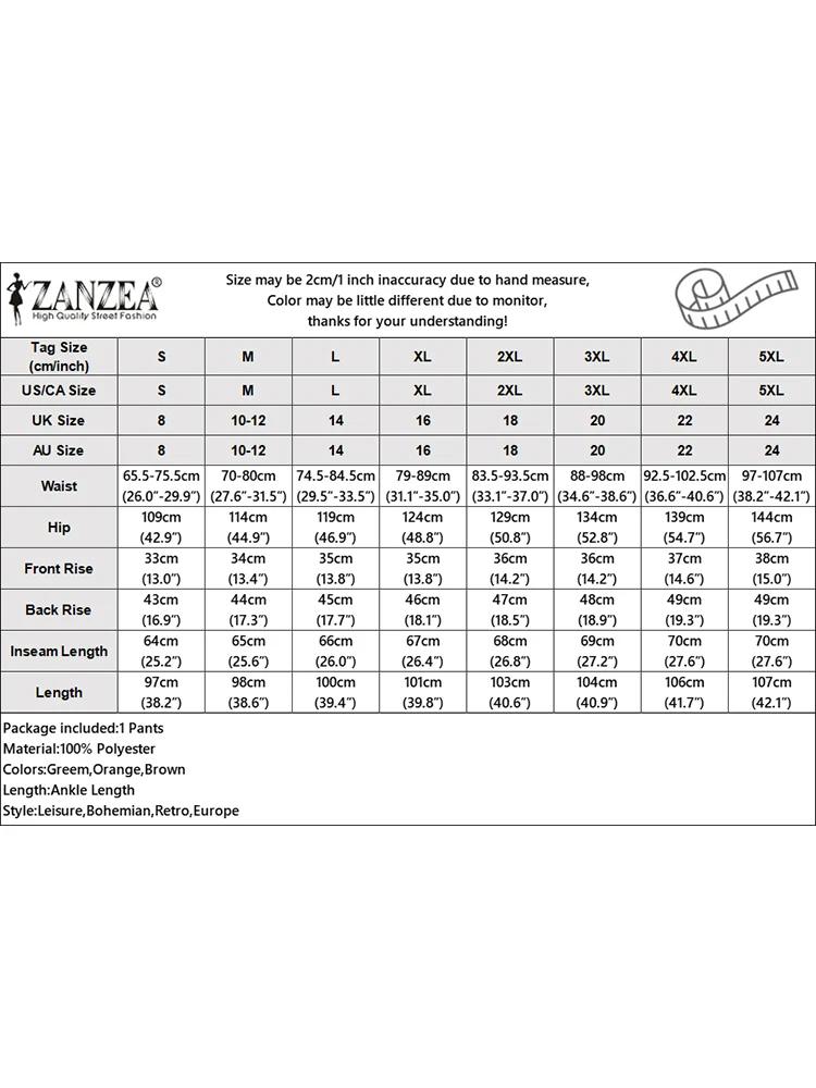 Брюки ZANZEA женские с эластичным поясом однотонные свободные элегантные модные
