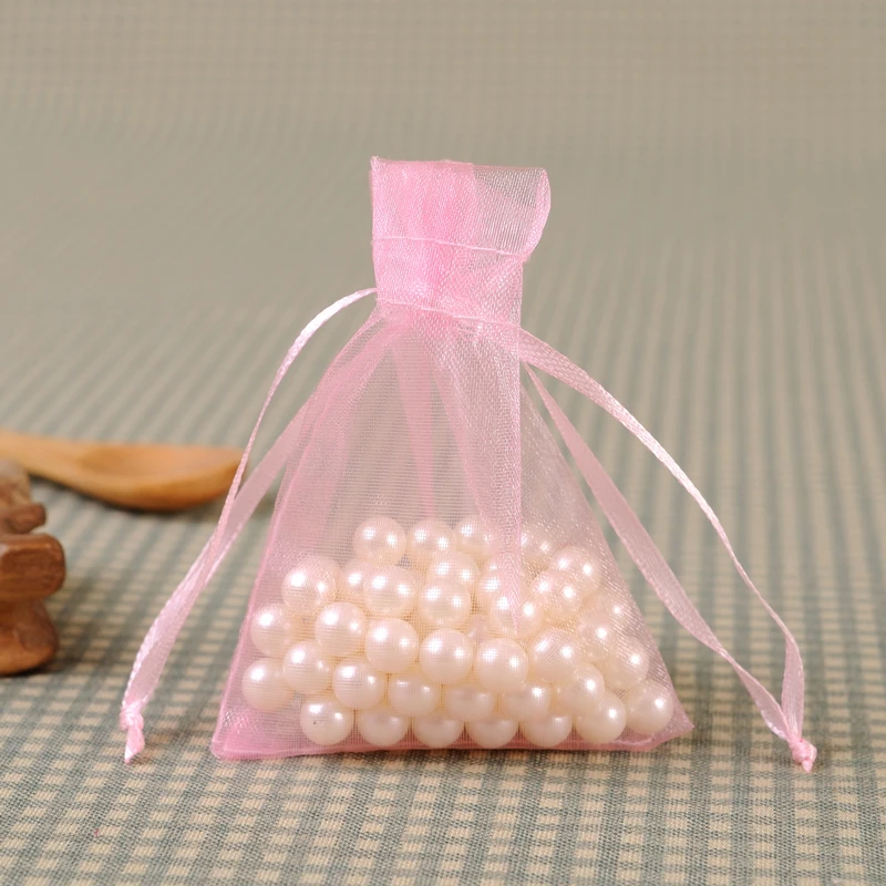 

50Pcs Organza Bag Jewelry Packaging Gift Candy Wedding Party Goodie Packing Favors Pouches Drawable Bags Present Sweets Pouches