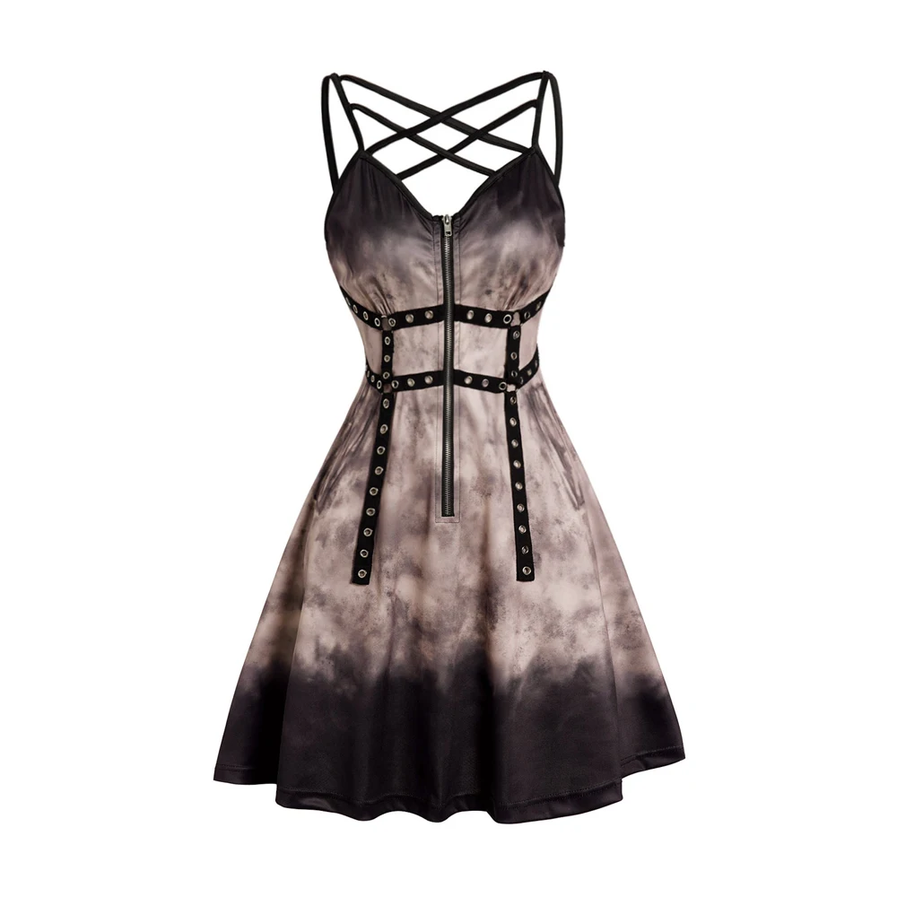 

Мини-платье на бретельках, с принтом, без рукавов