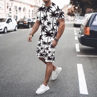 summer man set t shirts shorts 2 piece outfit beach sportswear male suit clothes fashion street tracksuits jogging sets