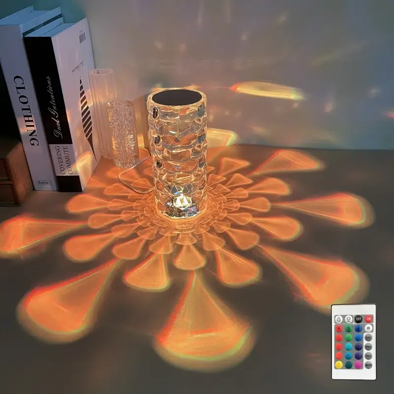 

Control 16 Color Petal Desktop Decorative Atmosphere Table Lamp, Modern Nightstand Lamp