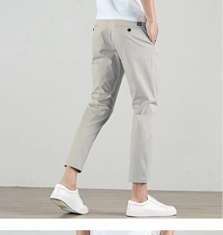

GG0252 Nine point trousers spring and summer pure cotton small leg pants slim fit casual pants men's Korean fashion pants