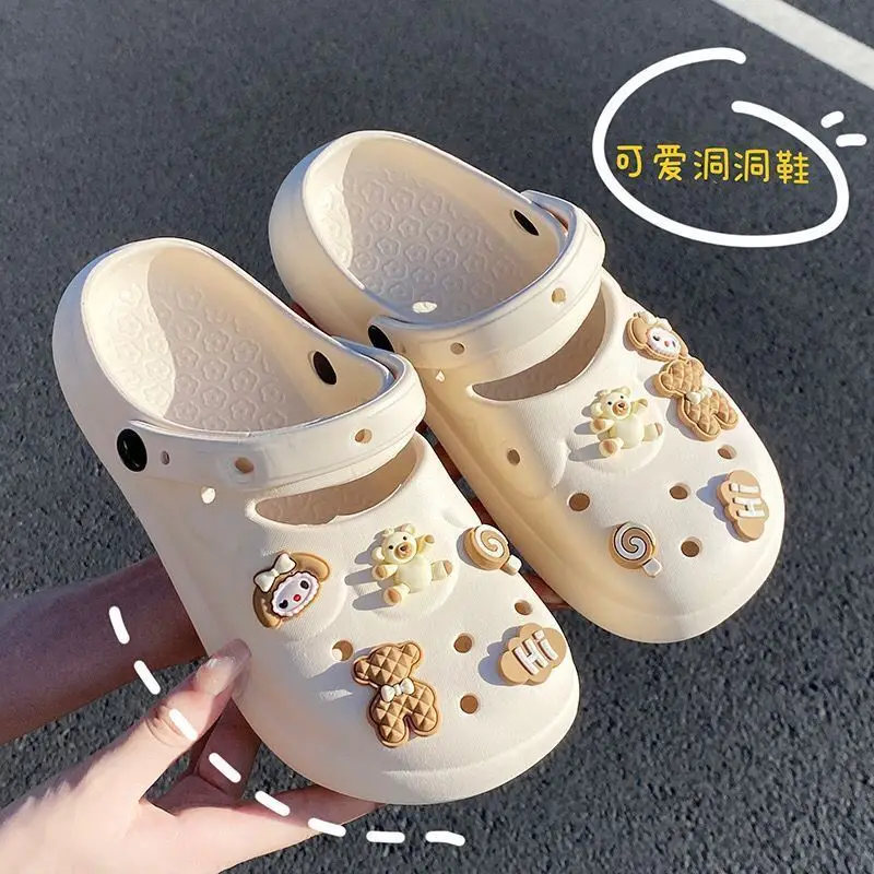 2023 Cute Womens Summer Thick Sole Super Soft Non-slip Office Baotou Half Slippers Women Outside Wear Summer Slippers Womans