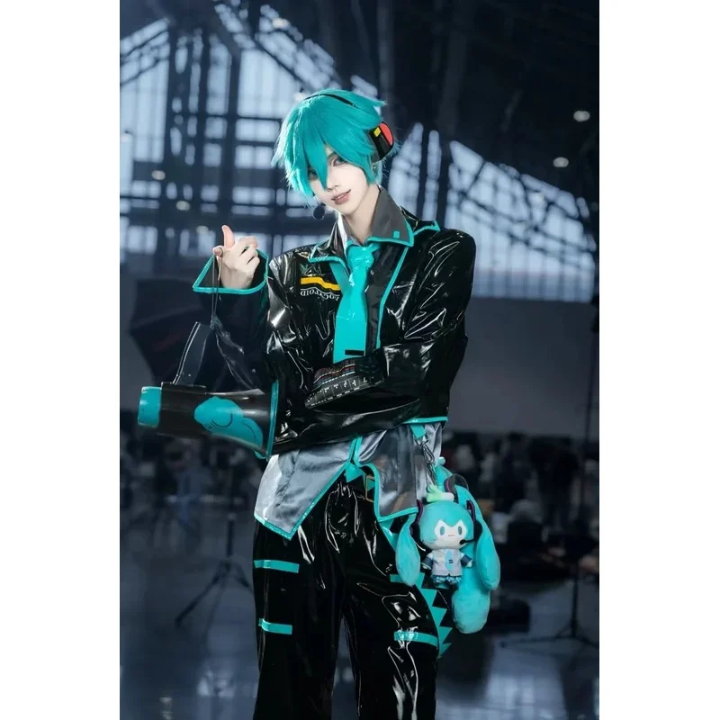 Фото Костюм для косплея COSAnime Mikuo, полный комплект, зеленая и черная куртка, парик, индивидуальный размер, мужской костюм №1