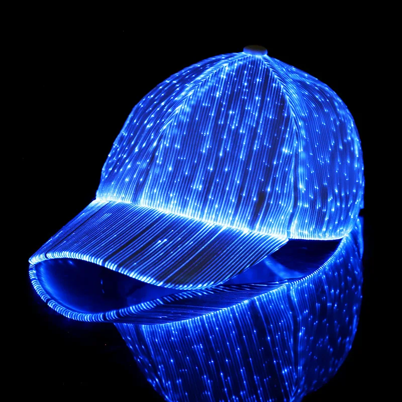 New Baseball Cap7 Color Flashing Led Fiber Optic Hat Night Light Built In Battery Concert Neon Glowing Nightclub Hip Hop Caps