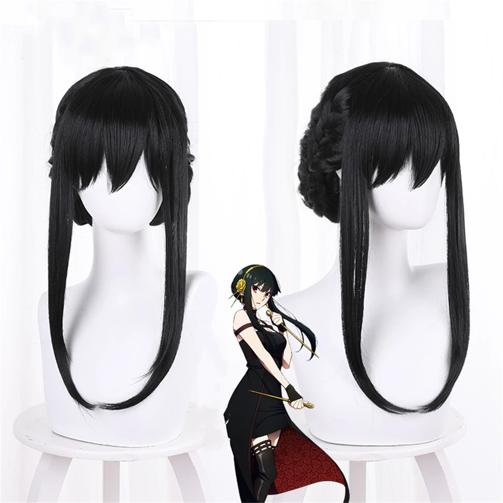 Купи Anime Spy X Family Yor Forger Cosplay Wigs Women Black Long Heat Resistant Synthetic Wig Hairs +Wig Cap за 1,175 рублей в магазине AliExpress