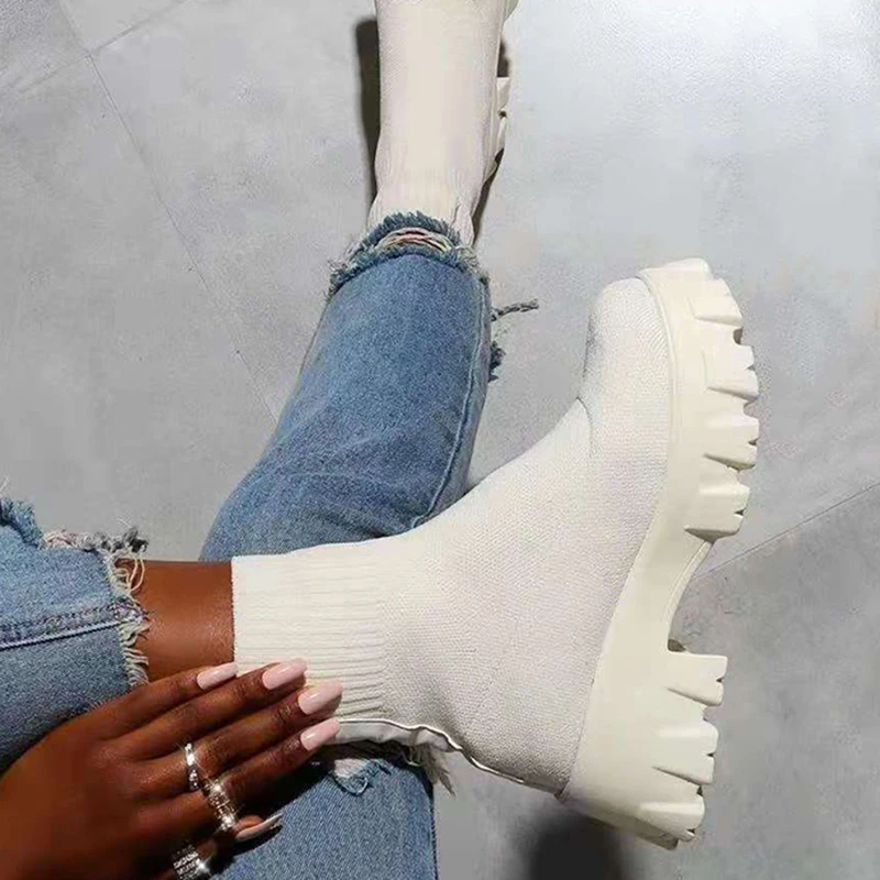 

Кроссовки-носки женские без шнуровки, Повседневные Дышащие, плоская подошва, модная Уличная обувь