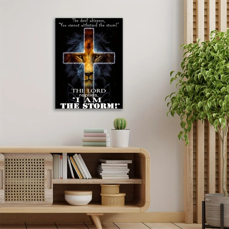 Вдохновляющее изображение Льва на холсте настенное искусство с деревянной