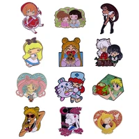 japanese fashion cute cartoon anime character sailor moon enamel pins lapel pin brooch gifts for women girls jewelry accessoory