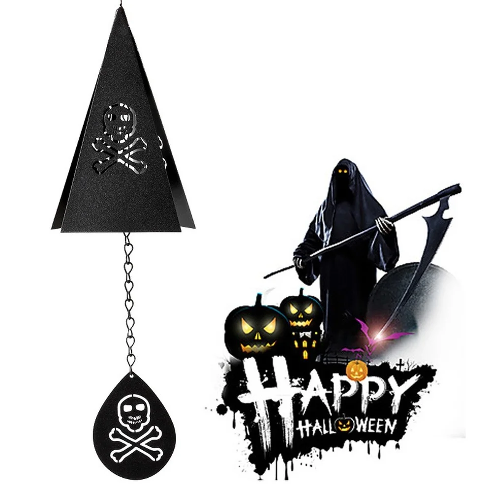 

New Halloween decoration creative wrought iron triangle wind chime pendant garden bell decoration crafts wiccan decor