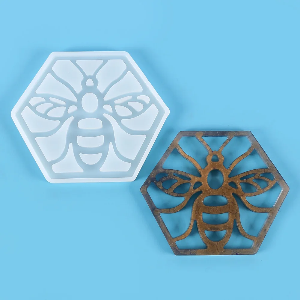 Diy Honeycomb Bee Coaster Mold Crystal эпоксидная смола форма hex Hollow декоративная силиконовая для